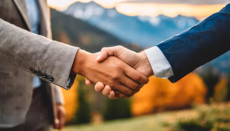 Fair pricing handshake representing transparent local commerce